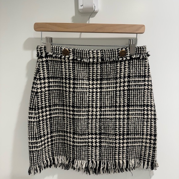 Zara Black and White Plaid Tweed Skirt - Picture 1 of 3